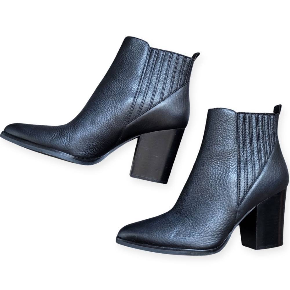Marc Fisher Black Leather Ankle Booties